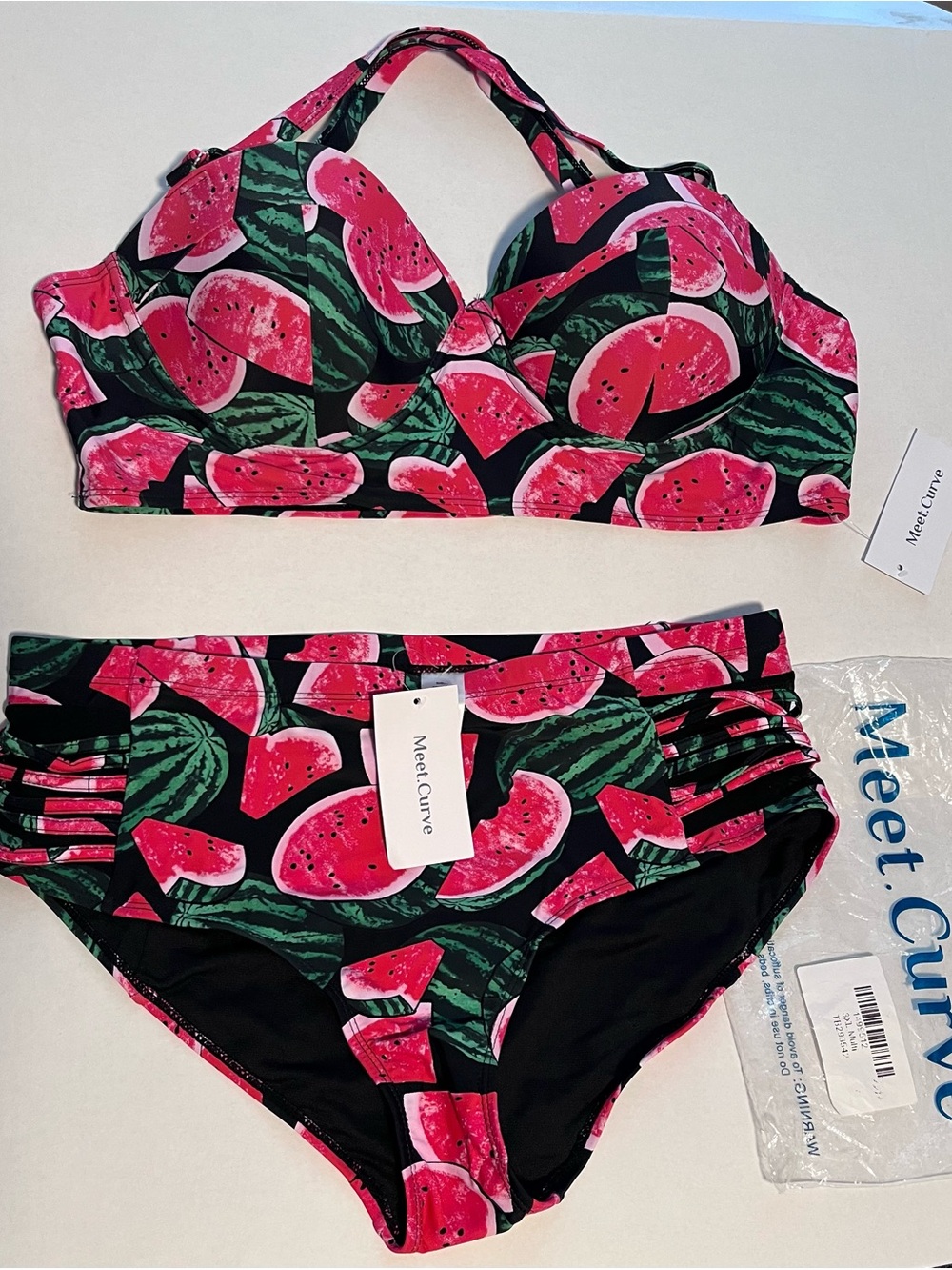 BloomChic Black & Pink Watermelon Print Bikini Set